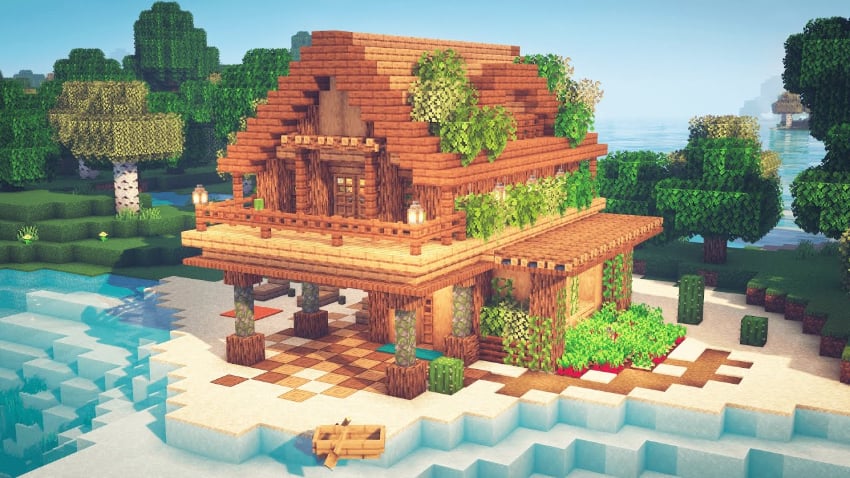 רעיונות הבית הטובים ביותר של Minecraft - בית חוף