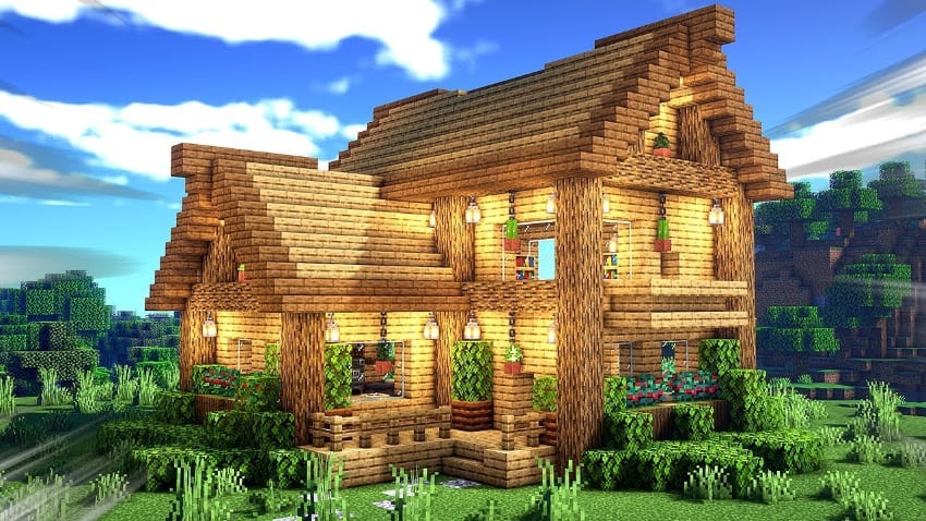 רעיונות הבית הטובים ביותר של Minecraft - בית הישרדות אלון