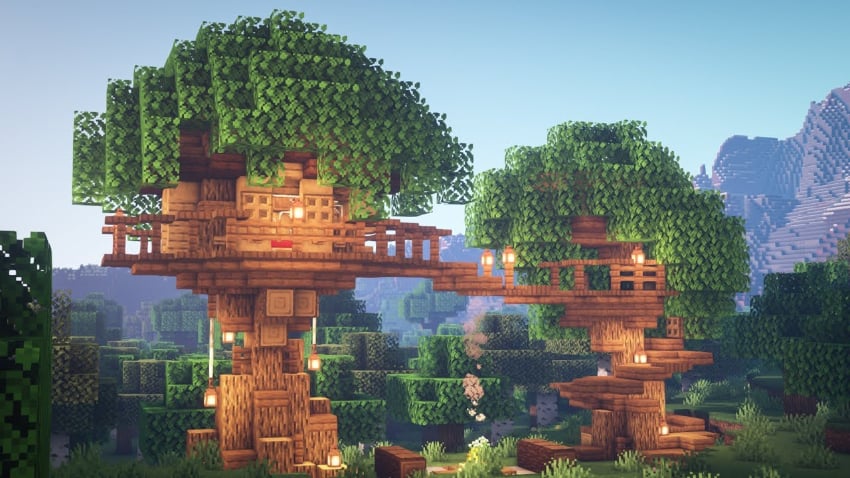 רעיונות הבית הטובים ביותר של Minecraft - Treehouse