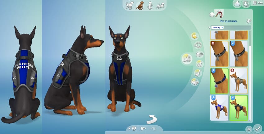 Best Sims 4 Pet Mods - K9 Officer Vest and Collar